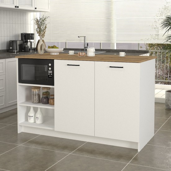 Τραπέζι - Πάγκος κουζίνας Peres χρώμα λευκό - sepet oak 150x70x91,8εκ.