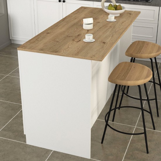 Τραπέζι - Πάγκος κουζίνας Peres χρώμα λευκό - sepet oak 150x70x91,8εκ.