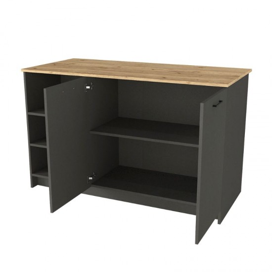 Τραπέζι - Πάγκος κουζίνας Peres χρώμα ανθρακί - sepet oak 150x70x91,8εκ.