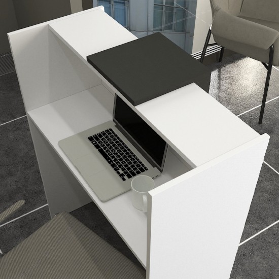 Γραφείο υποδοχής - reception Hola χρώμα λευκό - ανθρακί 93,6x45,2x110,3εκ.