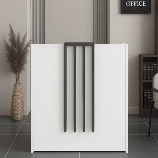 Γραφείο υποδοχής - reception Hola χρώμα λευκό - ανθρακί 93,6x45,2x110,3εκ.