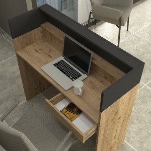 Γραφείο υποδοχής - reception Wilko με LED χρώμα sepet oak - ανθρακί 113,6x42x110εκ.