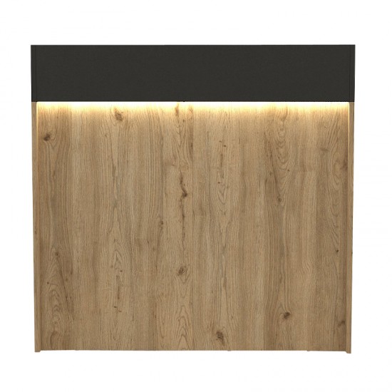 Γραφείο υποδοχής - reception Wilko με LED χρώμα sepet oak - ανθρακί 113,6x42x110εκ.