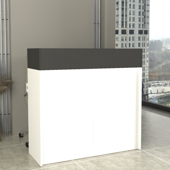 Γραφείο υποδοχής - reception Wilko με LED χρώμα λευκό - ανθρακί 113,6x42x110εκ.