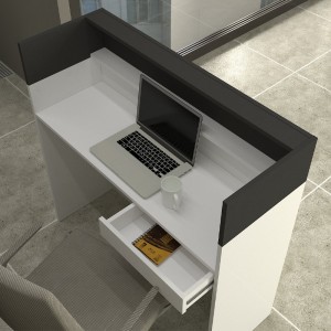 Γραφείο υποδοχής - reception Wilko με LED χρώμα λευκό - ανθρακί 113,6x42x110εκ.