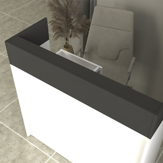 Γραφείο υποδοχής - reception Wilko με LED χρώμα λευκό - ανθρακί 113,6x42x110εκ.