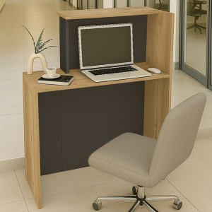Γραφείο υποδοχής - reception Enter χρώμα sepet oak - ανθρακί 86,9x40x110,3εκ.
