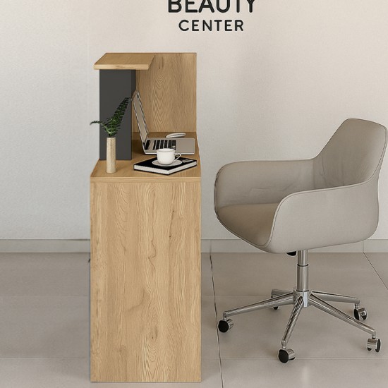 Γραφείο υποδοχής - reception Enter χρώμα sepet oak - ανθρακί 86,9x40x110,3εκ.