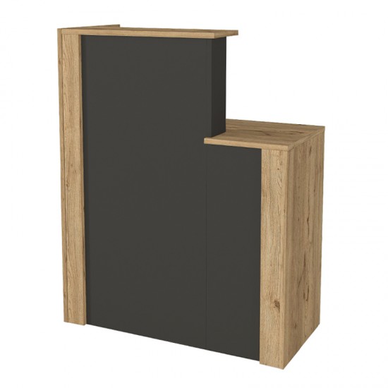 Γραφείο υποδοχής - reception Enter χρώμα sepet oak - ανθρακί 86,9x40x110,3εκ.