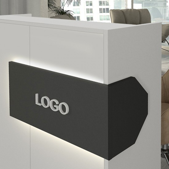Γραφείο υποδοχής - reception Aloha με LED χρώμα λευκό - ανθρακί 95,5x40x110,3εκ.