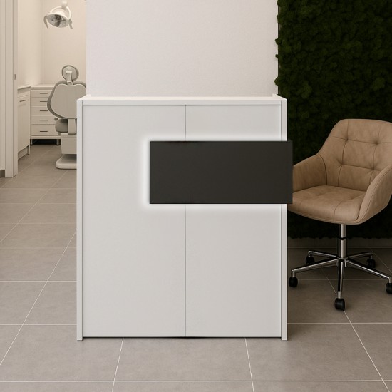 Γραφείο υποδοχής - reception Aloha με LED χρώμα λευκό - ανθρακί 95,5x40x110,3εκ.