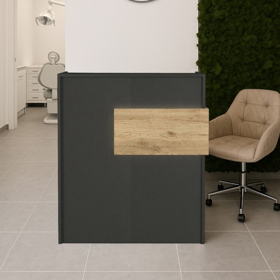 Γραφείο υποδοχής - reception Aloha με LED χρώμα ανθρακί - sepet oak 95,5x40x110,3εκ.