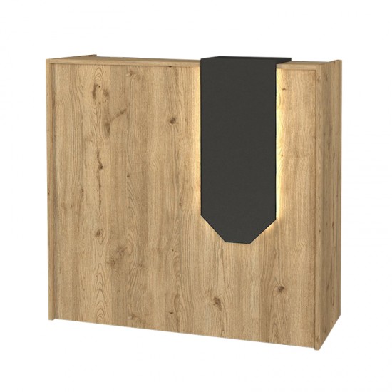 Γραφείο υποδοχής - reception Navita με LED χρώμα sepet oak - ανθρακί 113,6x42x111,8εκ.