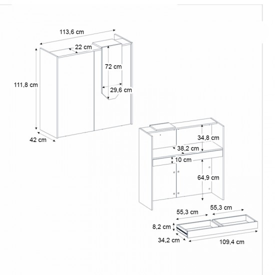 Γραφείο υποδοχής - reception Navita με LED χρώμα sepet oak - ανθρακί 113,6x42x111,8εκ.
