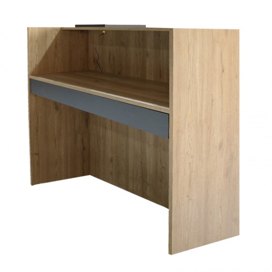 Γραφείο υποδοχής - reception Navita με LED χρώμα sepet oak - ανθρακί 113,6x42x111,8εκ.
