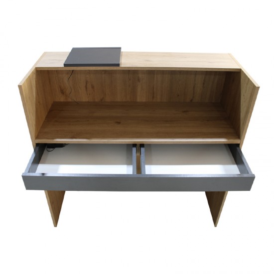 Γραφείο υποδοχής - reception Navita με LED χρώμα sepet oak - ανθρακί 113,6x42x111,8εκ.
