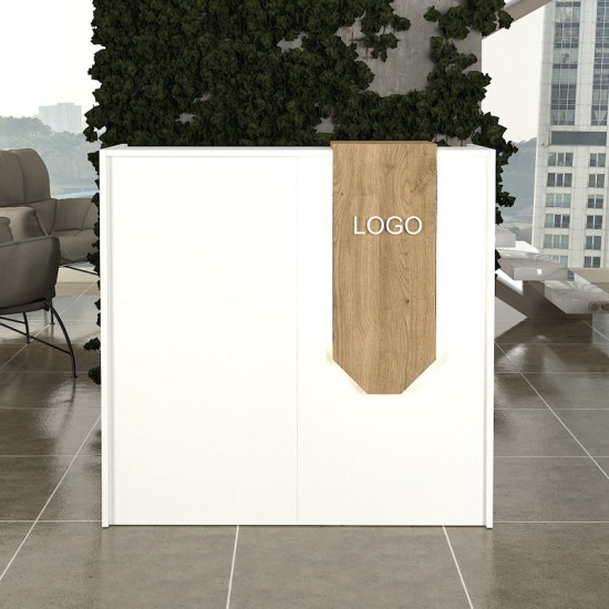 Γραφείο υποδοχής - reception Navita με LED χρώμα λευκό - sepet oak 113,6x42x111,8εκ.