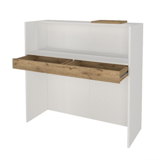 Γραφείο υποδοχής - reception Navita με LED χρώμα λευκό - sepet oak 113,6x42x111,8εκ.