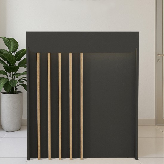 Γραφείο υποδοχής - reception Karibu με LED χρώμα ανθρακί - sepet oak 90x40x100εκ.