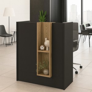 Γραφείο υποδοχής - reception Bonveno χρώμα ανθρακί - sepet oak 90x43,2x110εκ.
