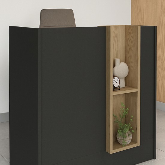 Γραφείο υποδοχής - reception Bonveno χρώμα ανθρακί - sepet oak 90x43,2x110εκ.