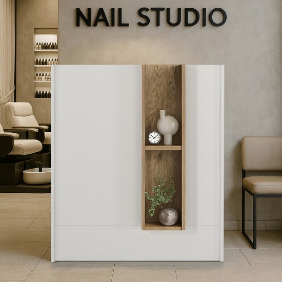 Γραφείο υποδοχής - reception Bonveno χρώμα λευκό - sepet oak 90x43,2x110εκ.