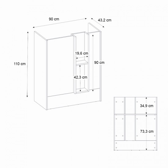 Γραφείο υποδοχής - reception Bonveno χρώμα λευκό - sepet oak 90x43,2x110εκ.