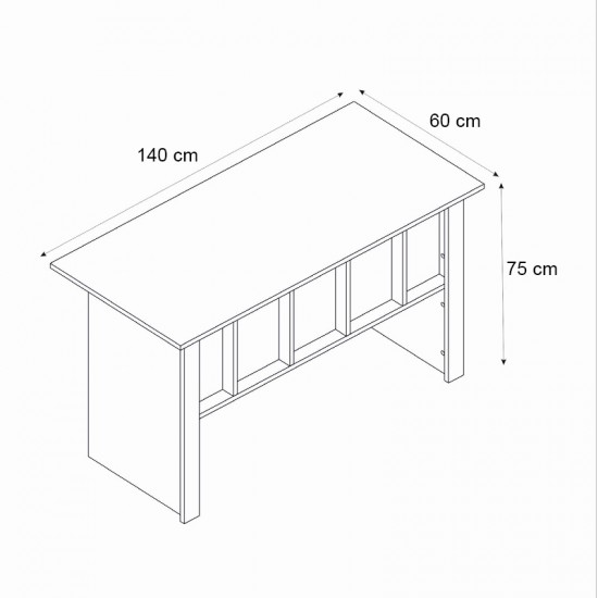 Γραφείο εργασίας Nika χρώμα sepet oak - ανθρακί 140x60x75εκ.