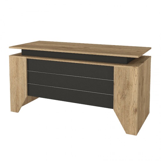 Γραφείο εργασίας Remida χρώμα sepet oak - ανθρακί 140x60x76,9εκ.