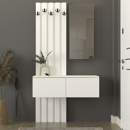 Έπιπλο εισόδου Kanso χρώμα λευκό 100x35x196,7εκ.