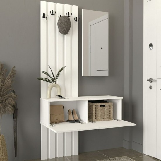 Έπιπλο εισόδου Kanso χρώμα λευκό 100x35x196,7εκ.