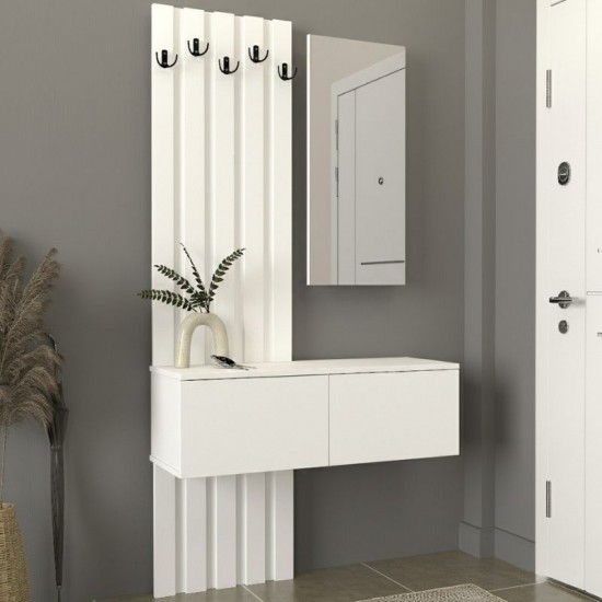 Έπιπλο εισόδου Kanso χρώμα λευκό 100x35x196,7εκ.