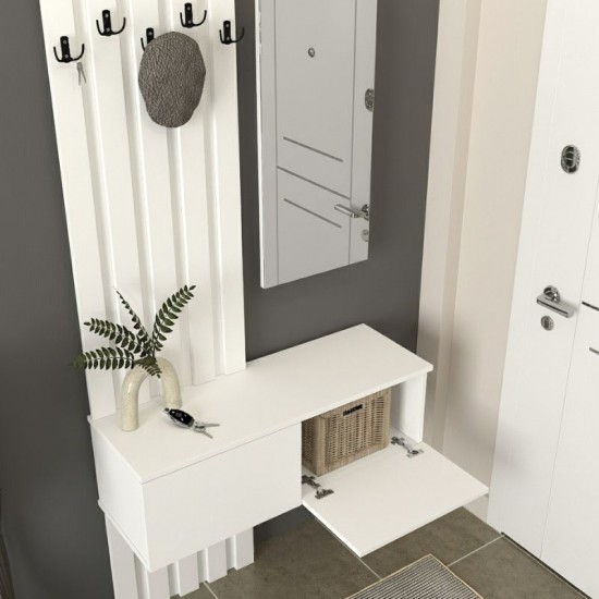 Έπιπλο εισόδου Kanso χρώμα λευκό 100x35x196,7εκ.