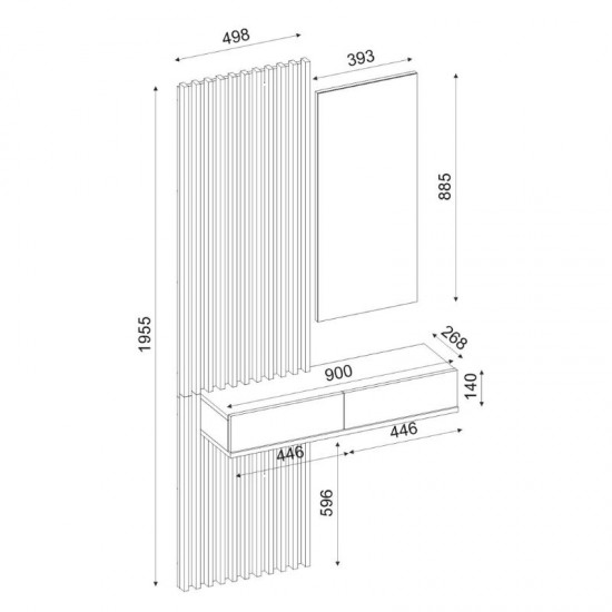 Έπιπλο εισόδου Elois χρώμα ανθρακί - sepet oak 96,6x26,8x195,5εκ.