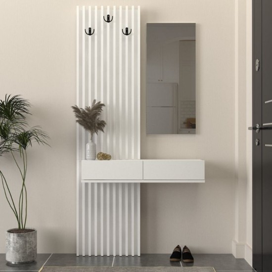 Έπιπλο εισόδου Elois  χρώμα λευκό 96,6x26,8x195,5εκ.