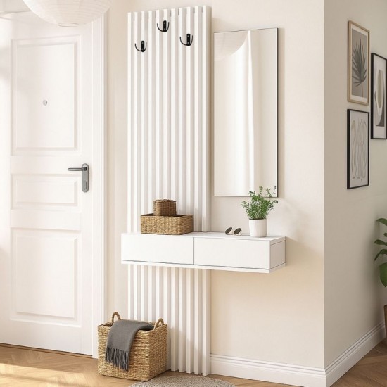 Έπιπλο εισόδου Elois  χρώμα λευκό 96,6x26,8x195,5εκ.