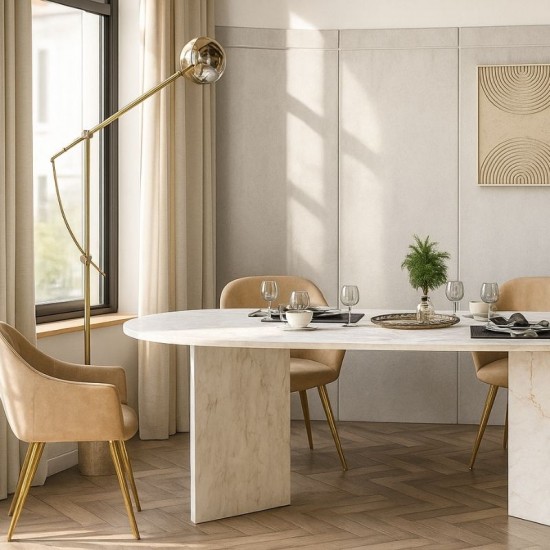 Τραπέζι Cortado χρώμα λευκό εφέ μαρμάρου 200x90x74εκ.