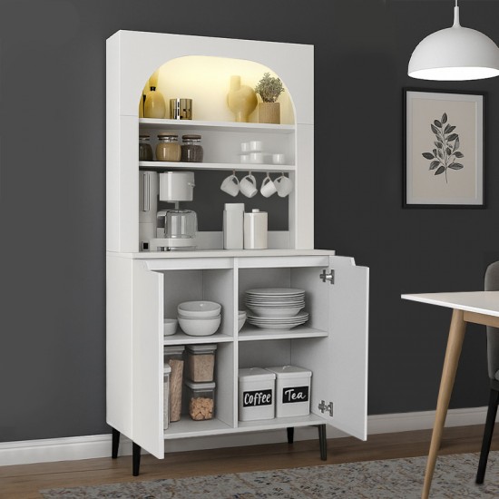 Έπιπλο κουζίνας με LED Melinta 2 χρώμα λευκό 90x40x181,8εκ.