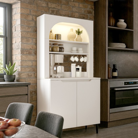 Έπιπλο κουζίνας με LED Melinta 2 χρώμα λευκό 90x40x181,8εκ.