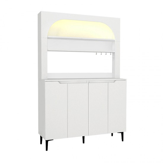 Έπιπλο κουζίνας με LED Melinta 4 χρώμα λευκό 120x40x181,8εκ.
