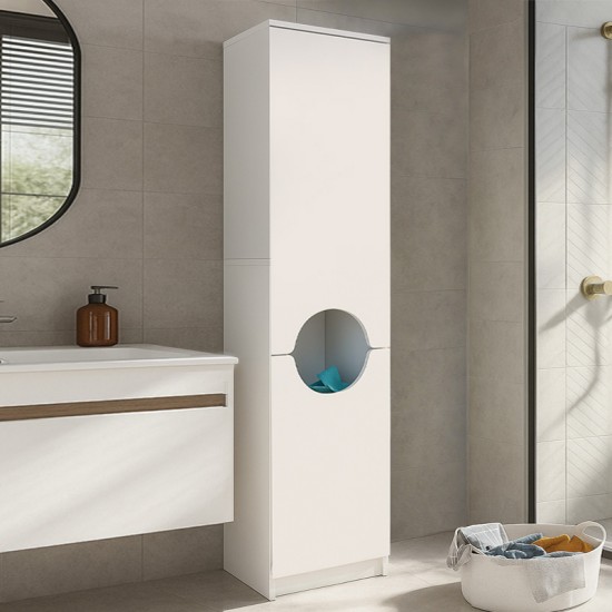 Ντουλάπι με καλάθι απλύτων Verga χρώμα λευκό 45x40x180εκ.