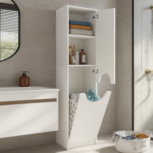 Ντουλάπι με καλάθι απλύτων Verga χρώμα λευκό 45x40x180εκ.