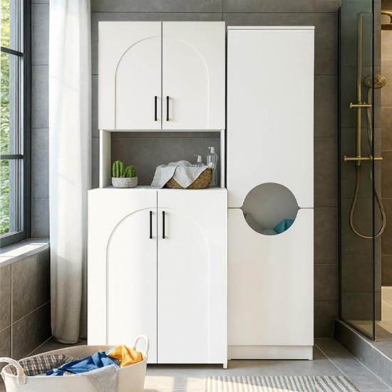 Ντουλάπι με καλάθι απλύτων Verga χρώμα λευκό 45x40x180εκ.