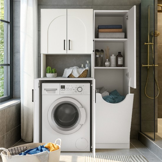 Ντουλάπι με καλάθι απλύτων Verga χρώμα λευκό 45x40x180εκ.