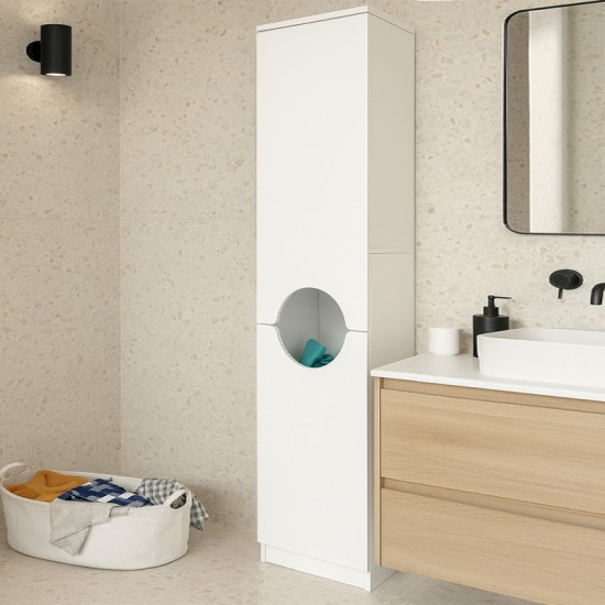 Ντουλάπι με καλάθι απλύτων Verga χρώμα λευκό 45x40x180εκ.