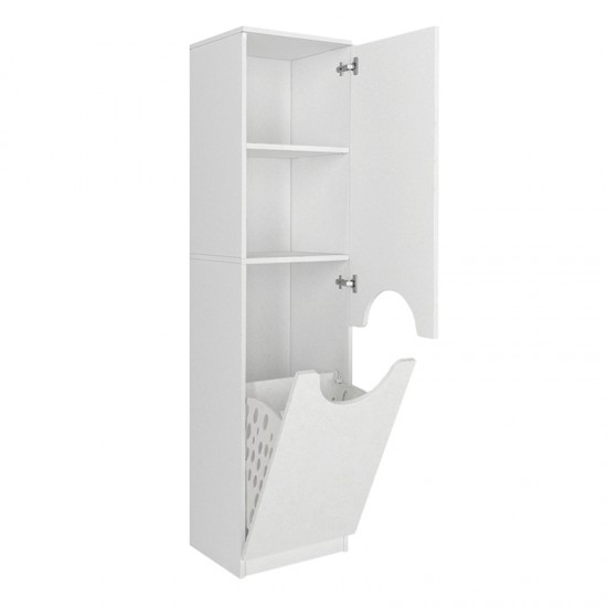 Ντουλάπι με καλάθι απλύτων Verga χρώμα λευκό 45x40x180εκ.