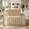 Γραφείο υποδοχής - reception Davis με LED χρώμα sepet oak - travertine 150x41,8x115εκ.