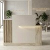 Γραφείο υποδοχής - reception Dayana με LED χρώμα travertine - sandstone 150x85,2x120εκ.