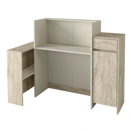 Γραφείο υποδοχής - reception Dayana με LED χρώμα travertine - sandstone 150x85,2x120εκ.