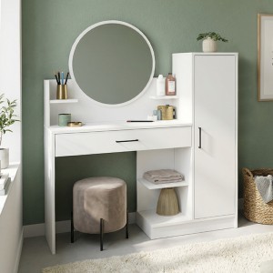 Τουαλέτα με καθρέπτη Andera χρώμα λευκό 123,9x35x144,4εκ.